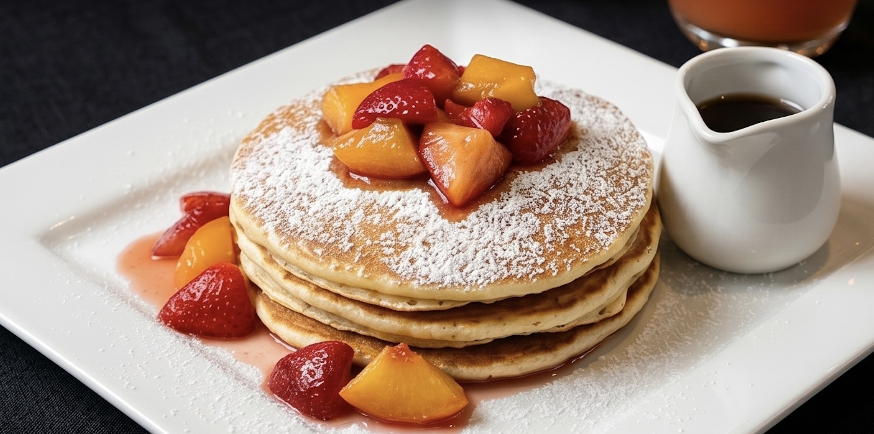 Pancakes con frutas y miel